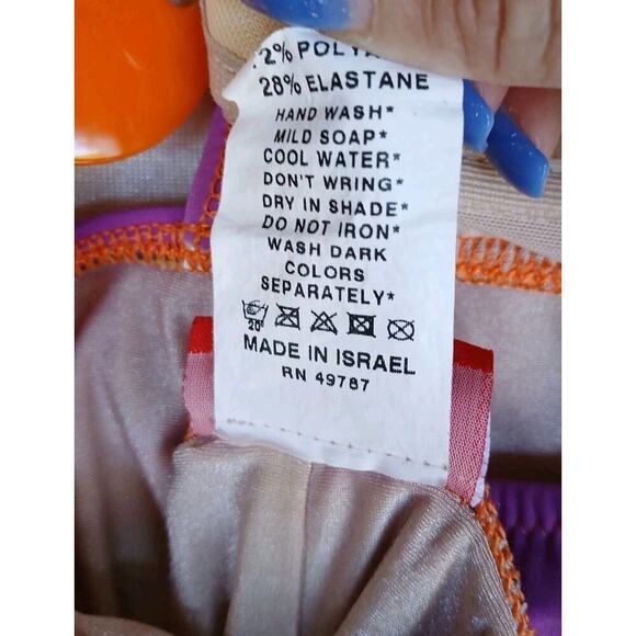 Gideon Oberson Printed Plunge Neck One Piece Swimsuit Size 10 Multi Color - Picture 6 of 8